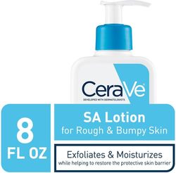 CeraVe SA Lotion for Rough & Bumpy Skin, Vitamin D, Hyaluronic Acid, Lactic Acid & Salicylic Acid Lotion, Fragrance Free & Allergy Tested, 8 Ounce